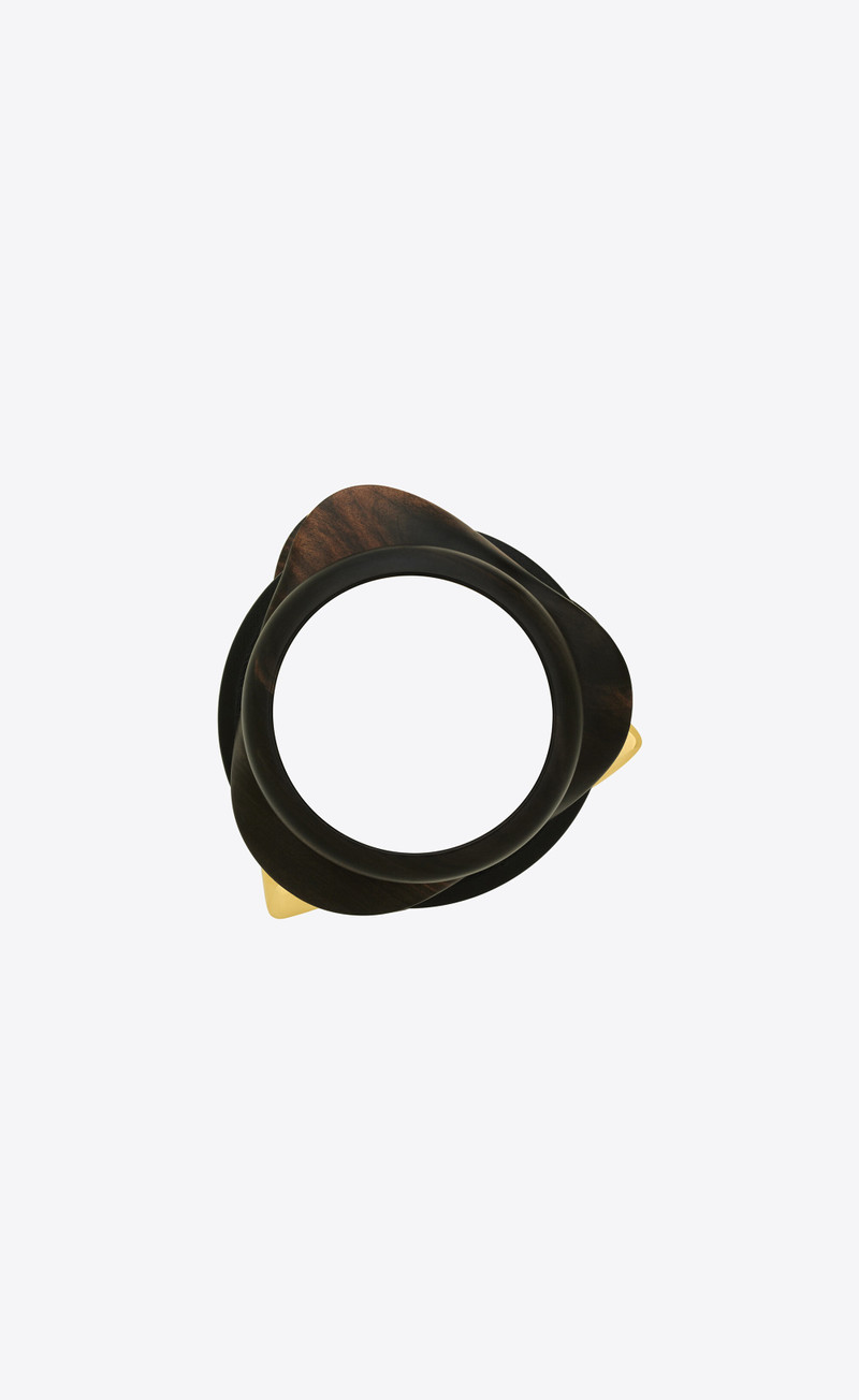 SAINT LAURENT oversize bangle in wood, bamboo and metal outlook