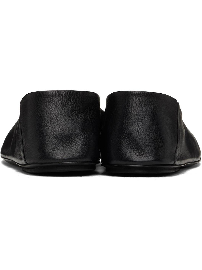 Black Passo Soft Smooth Leather Slippers 2