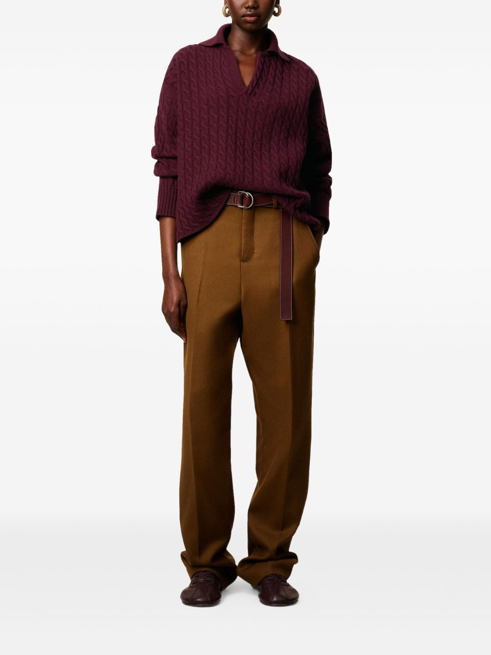 cable-knit wool polo shirt - 3