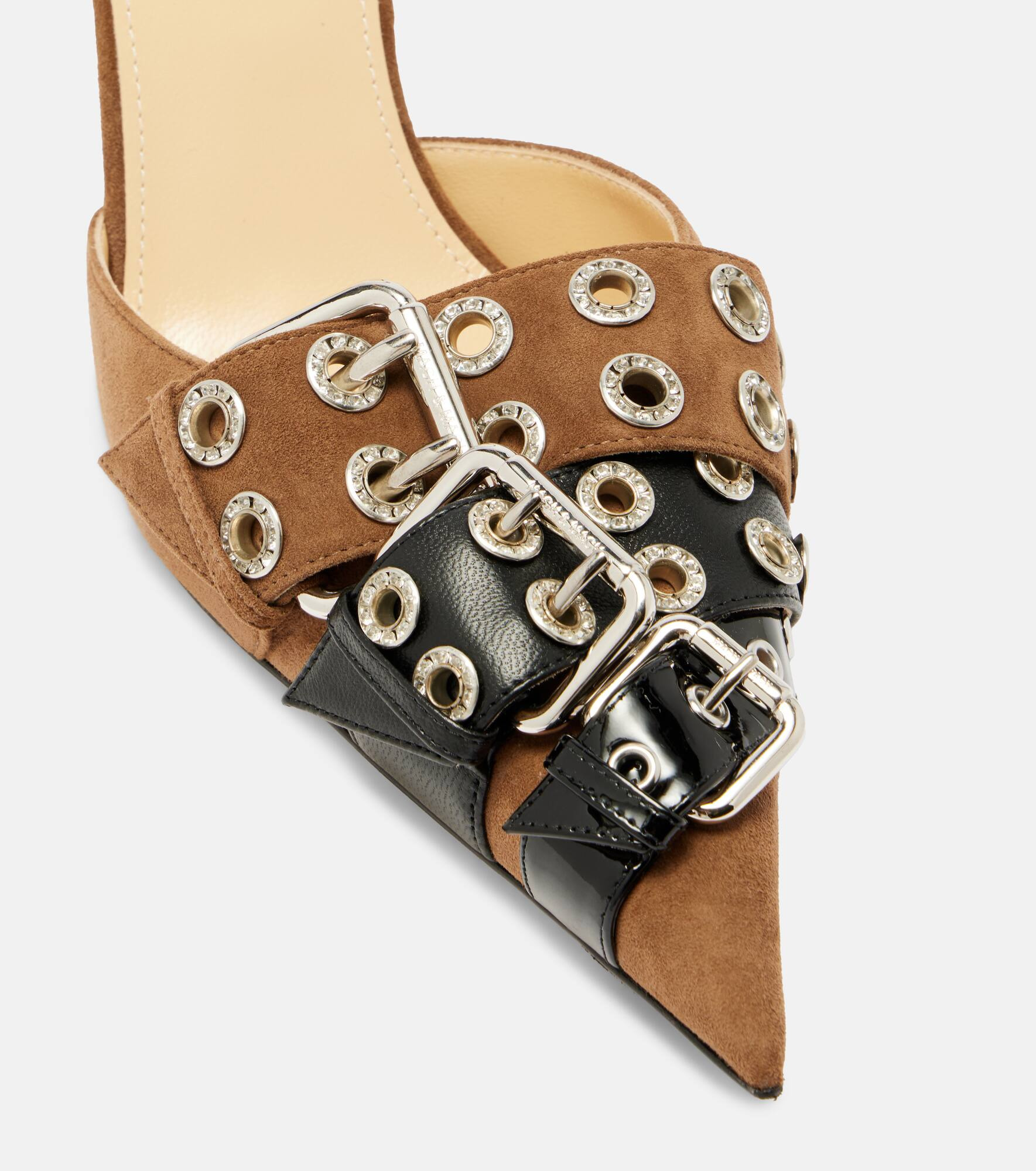 Buckle Belt 95 suede slingback pumps - 5