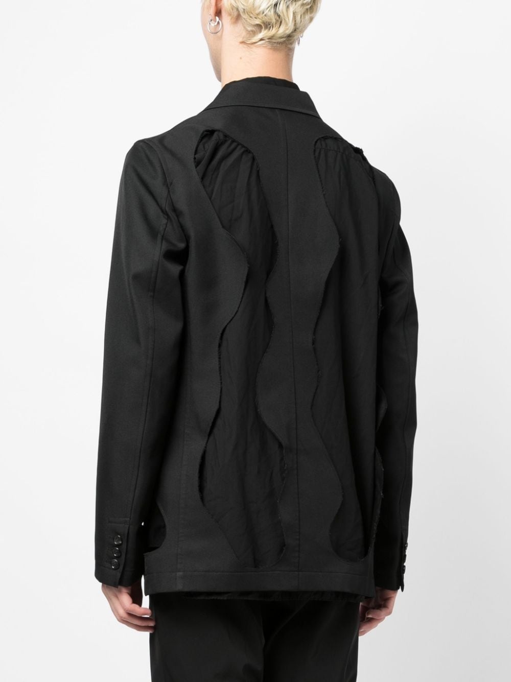 notched-lapels cut-out detailing blazer - 4