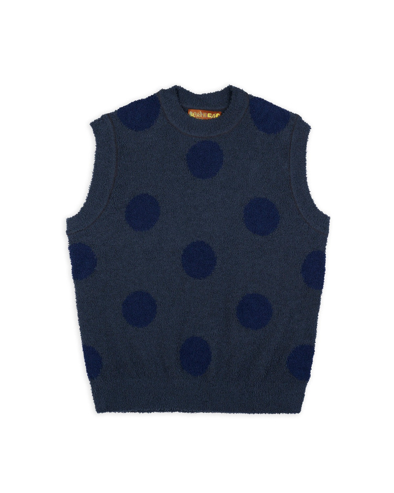Teddy Fur Dot Knit Vest - Navy 1