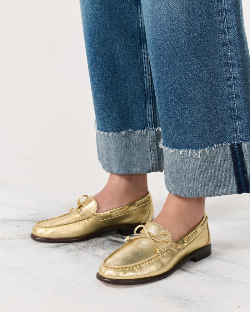 rag & bone Carter Metallic Leather Boat Shoes outlook
