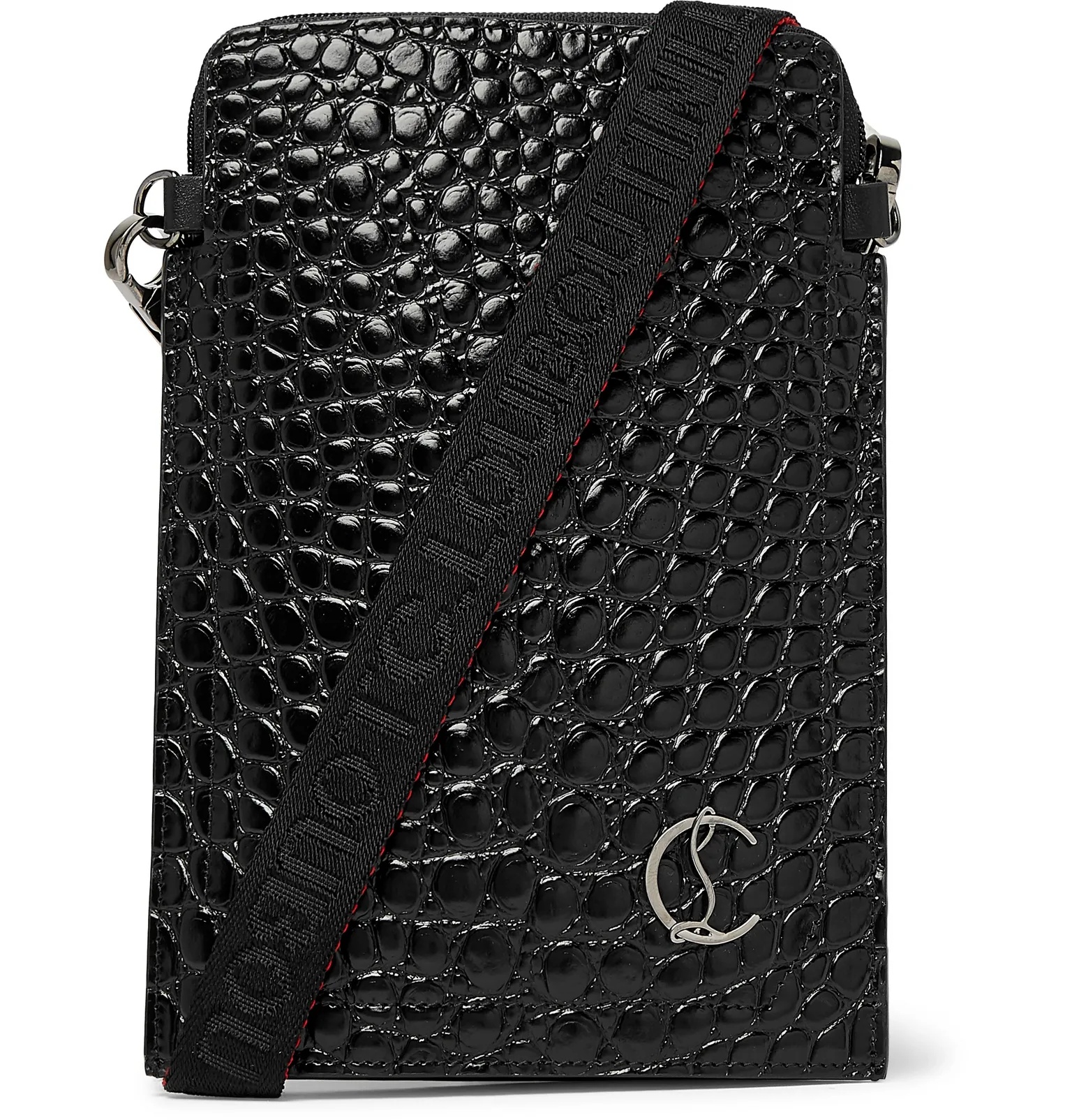 Croc-Effect Patent-Leather Pouch - 1