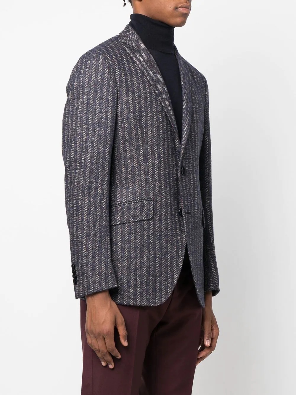 vertical stripe wool-blend blazer - 3