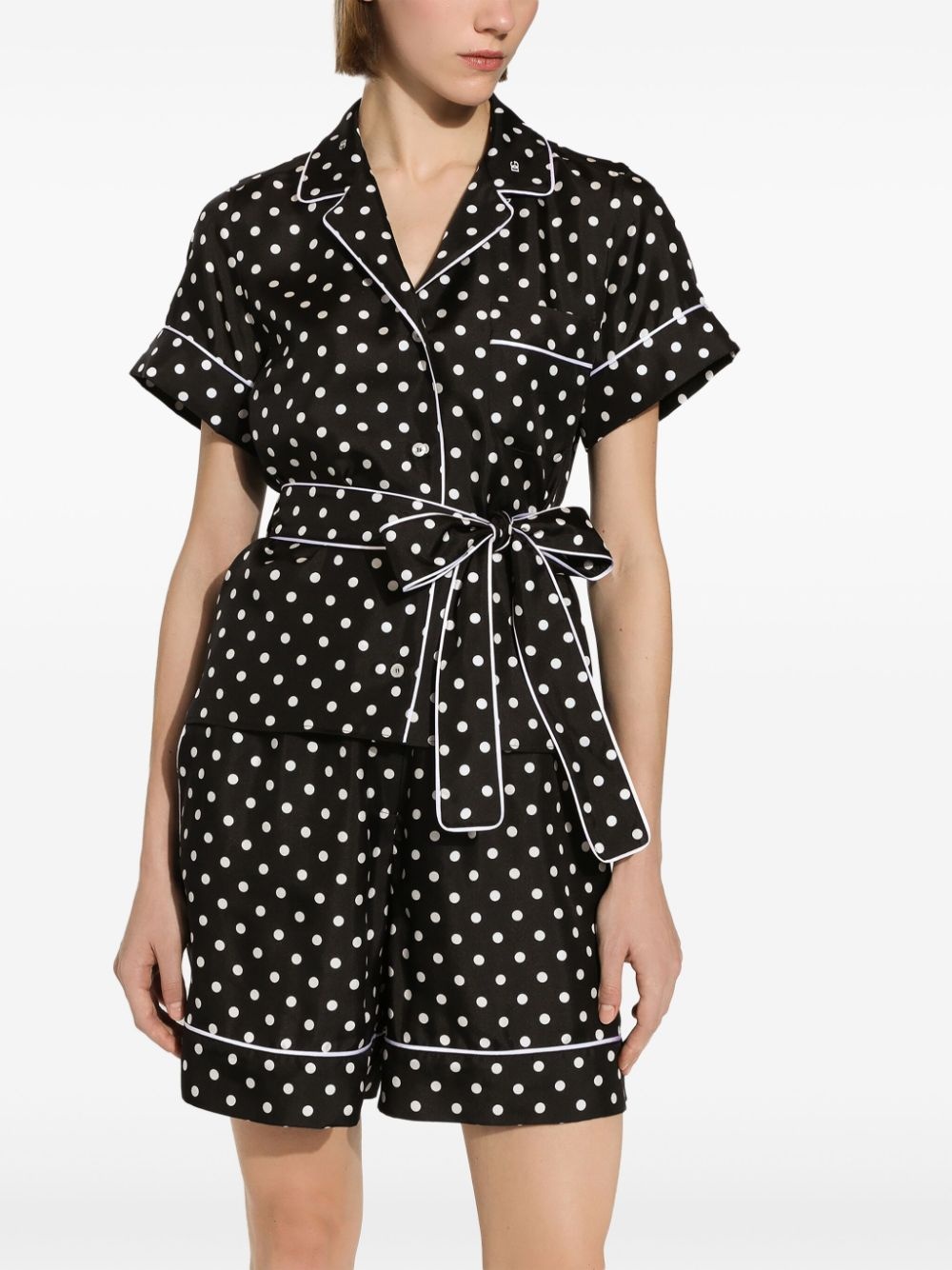 polka-dot silk twill shorts - 3