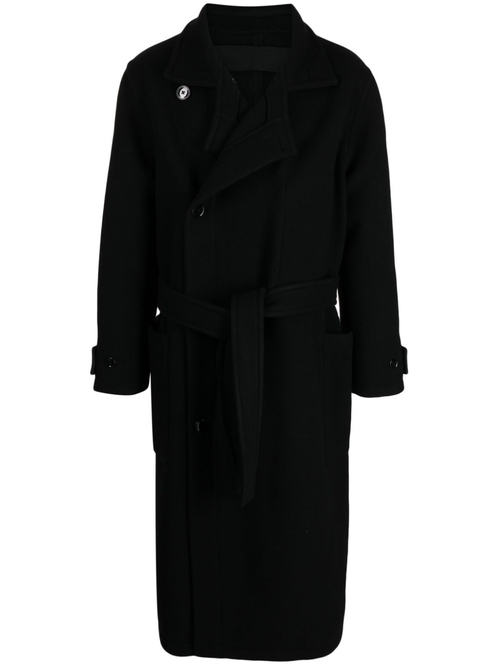 belted double-breasted coat - 1