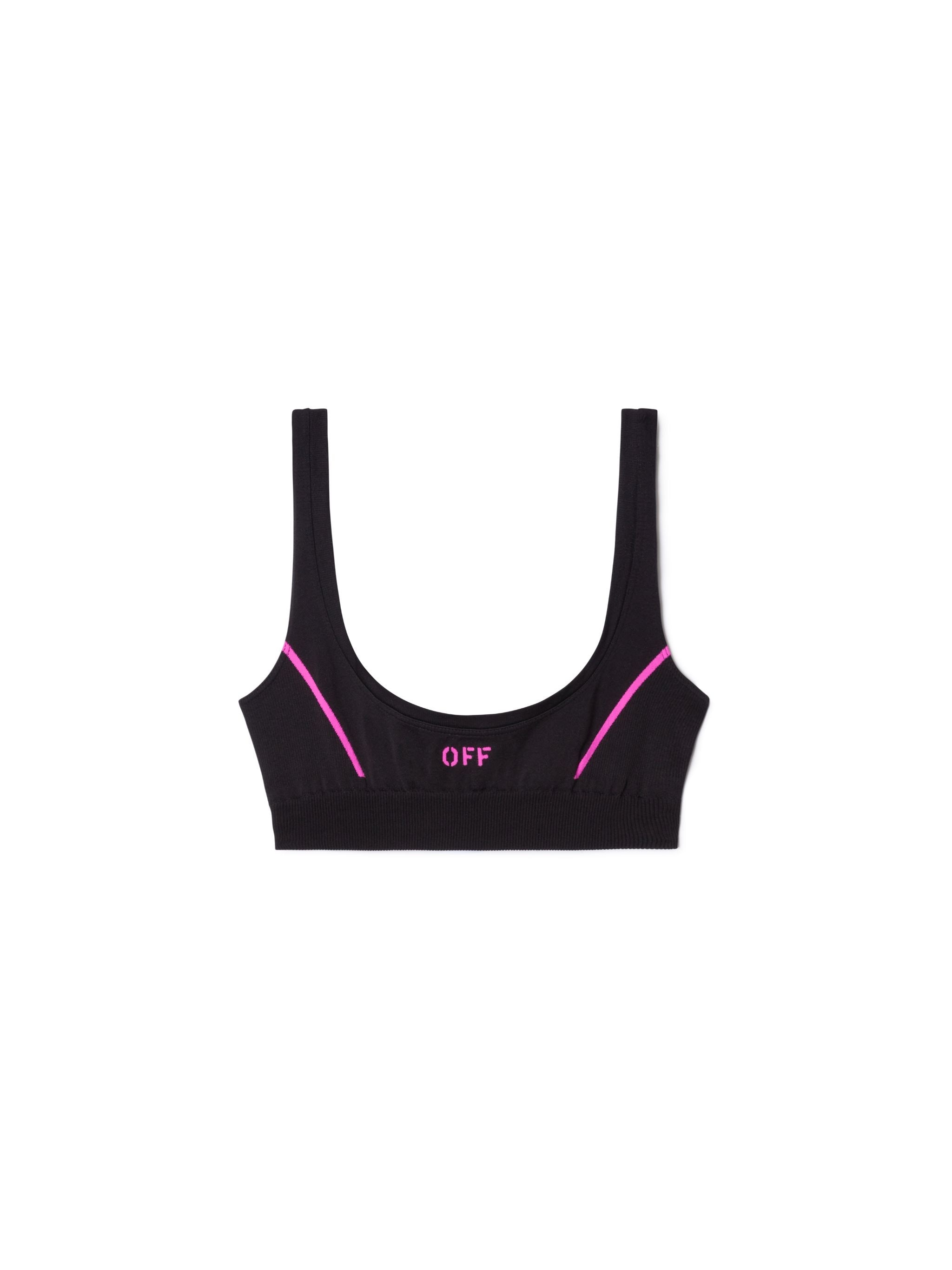 Black/pink Off Stamp Seamless Bra - 1