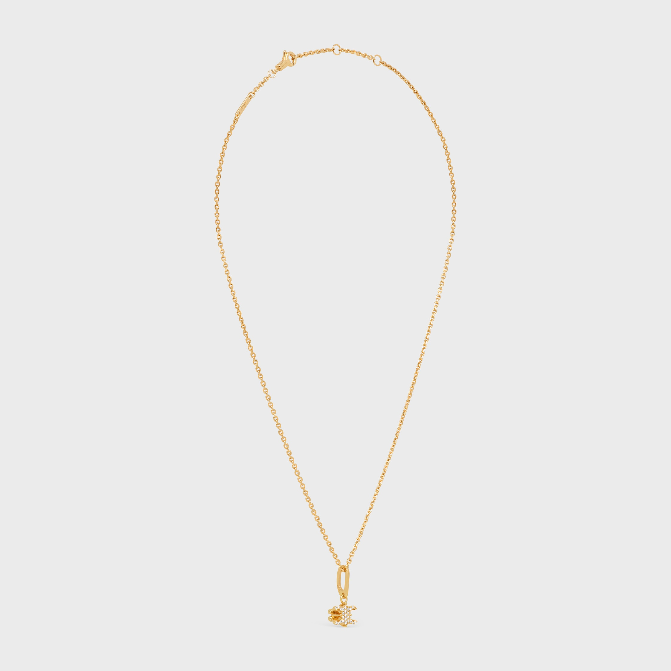 Triomphe Solitaire Sparkle Necklace in Strass and Brass with Gold Finish - 3