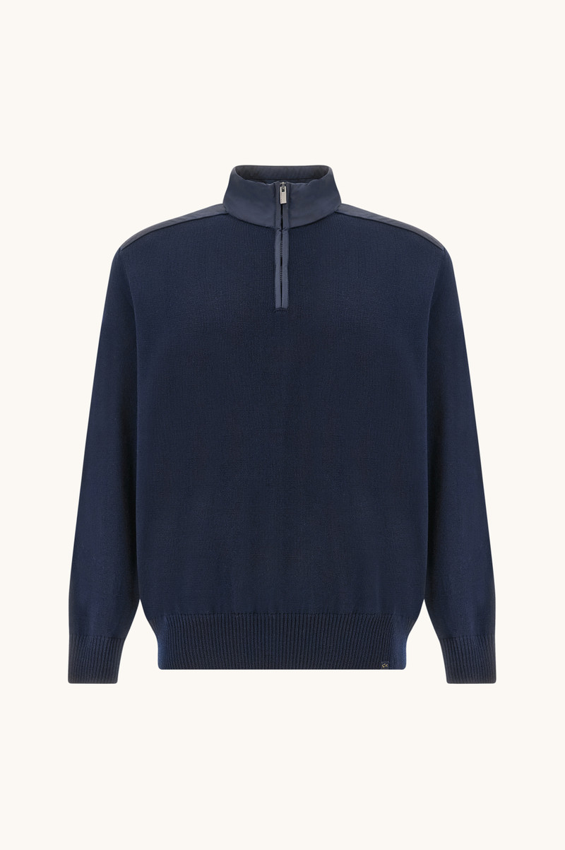 HALF-ZIP SWEATER IN SOFT COOL TOUCH WOOL WITH TYPHOON®® RE-4X4 STRETCH DETAILS - 1