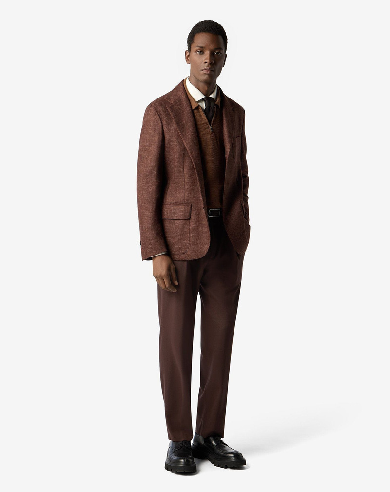 CORNELIANI Brown two-dart pure wool trousers outlook