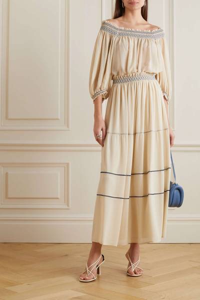 See by Chloé Embroidered georgette maxi skirt outlook