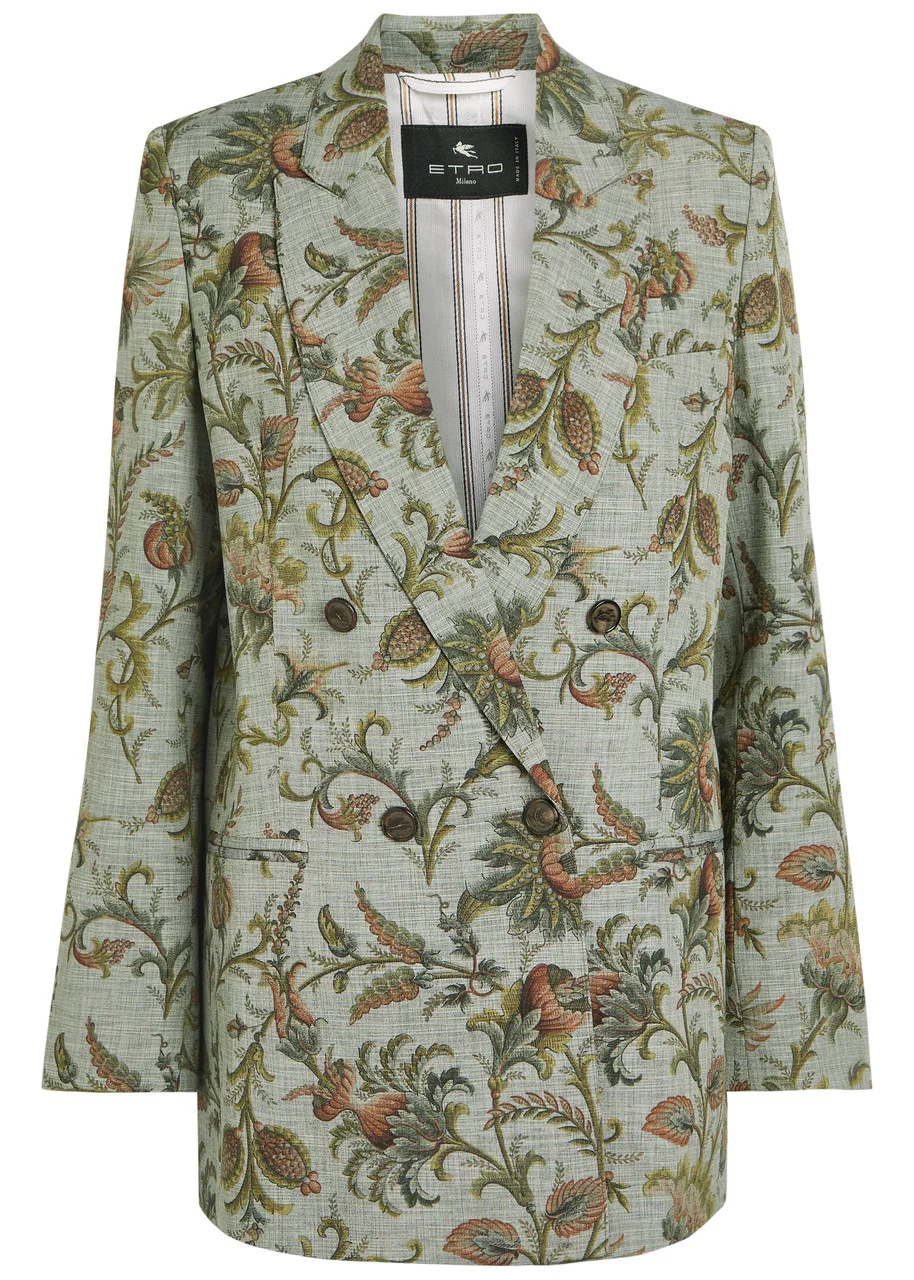 Etro Patterned Double-breasted Woven Blazer - 1