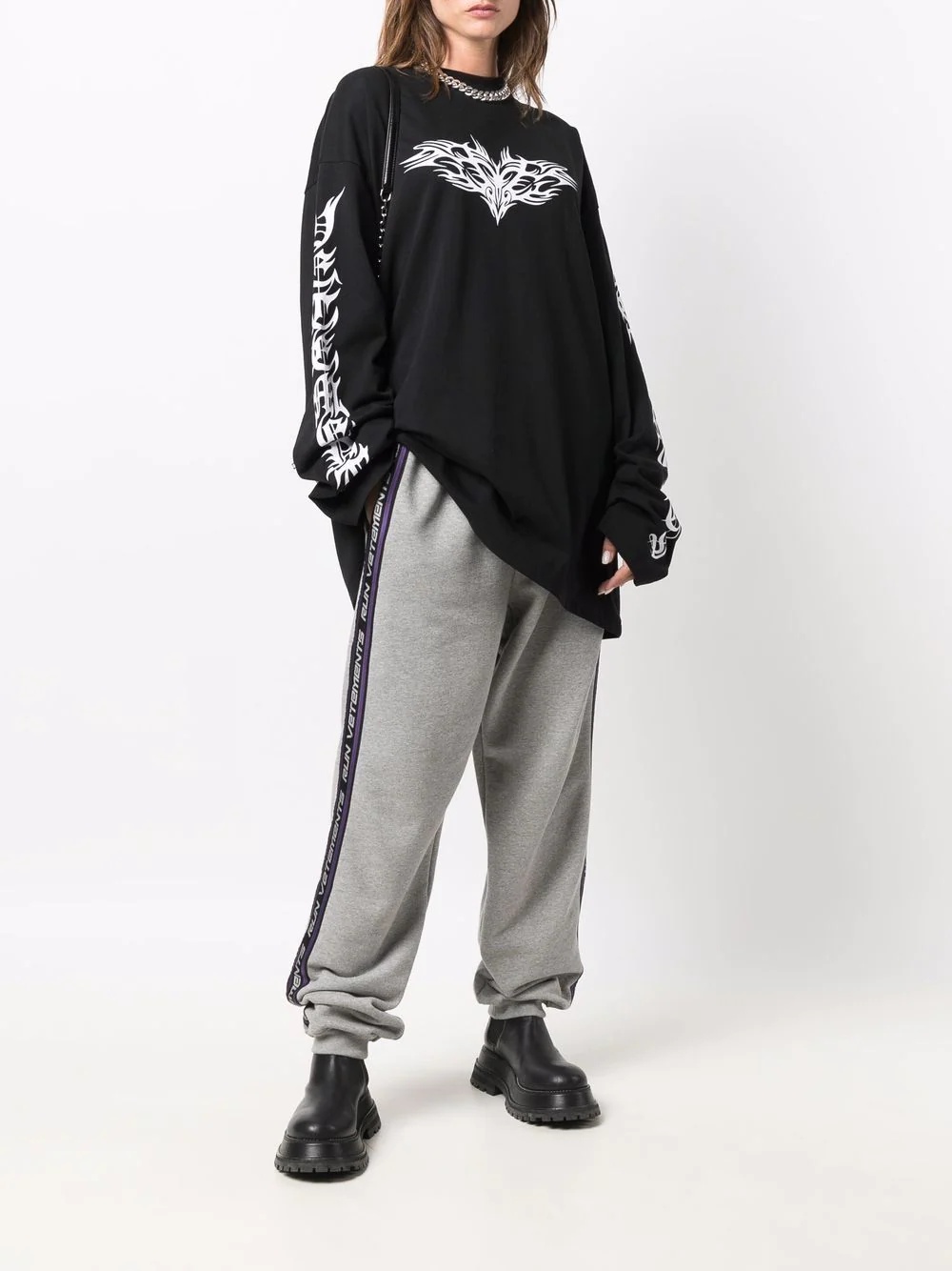 logo tape track pants - 3