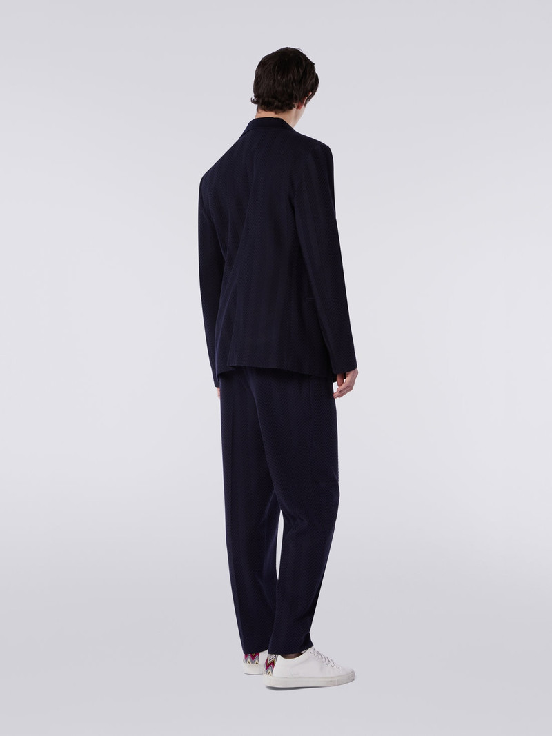Classic plain cotton and viscose chevron trousers 4