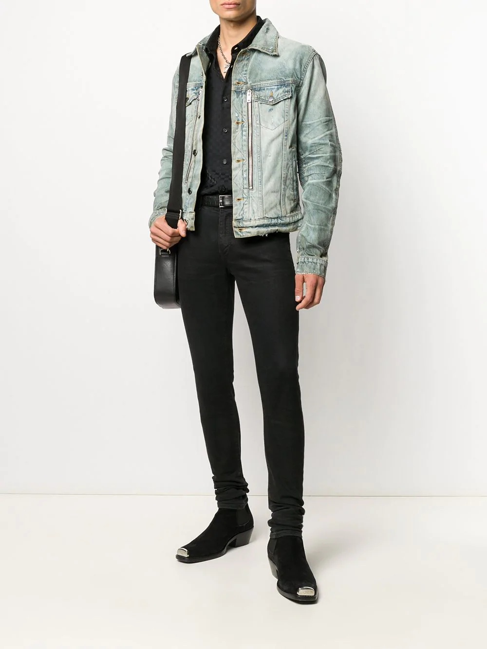 paisley-trimmed denim jacket - 2