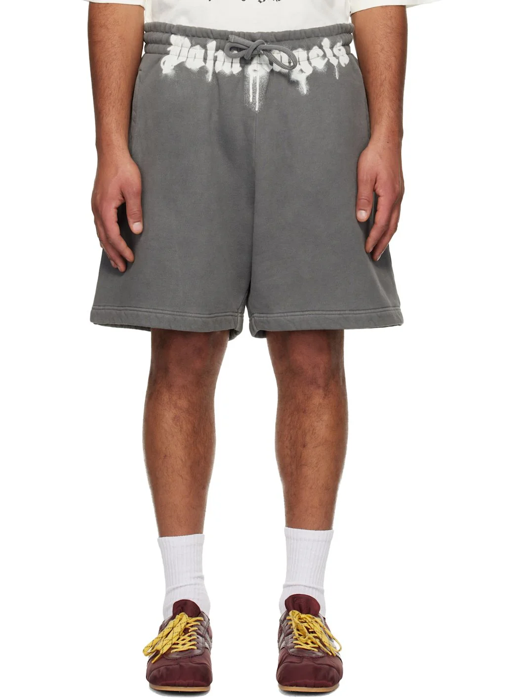 Gray Waist Logo Sweat Shorts - 1