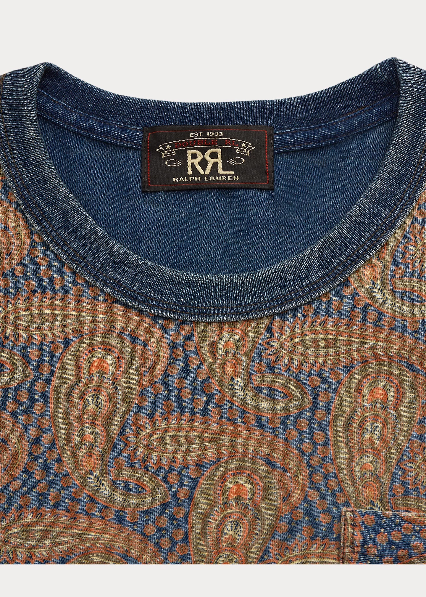 Indigo Paisley Jersey Pocket T-Shirt - 5