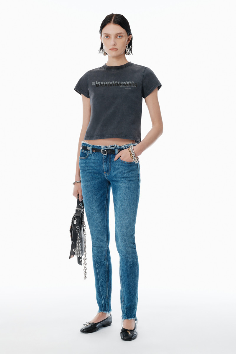 Alexander Wang Black Cotton Shrunken Logo Tee outlook