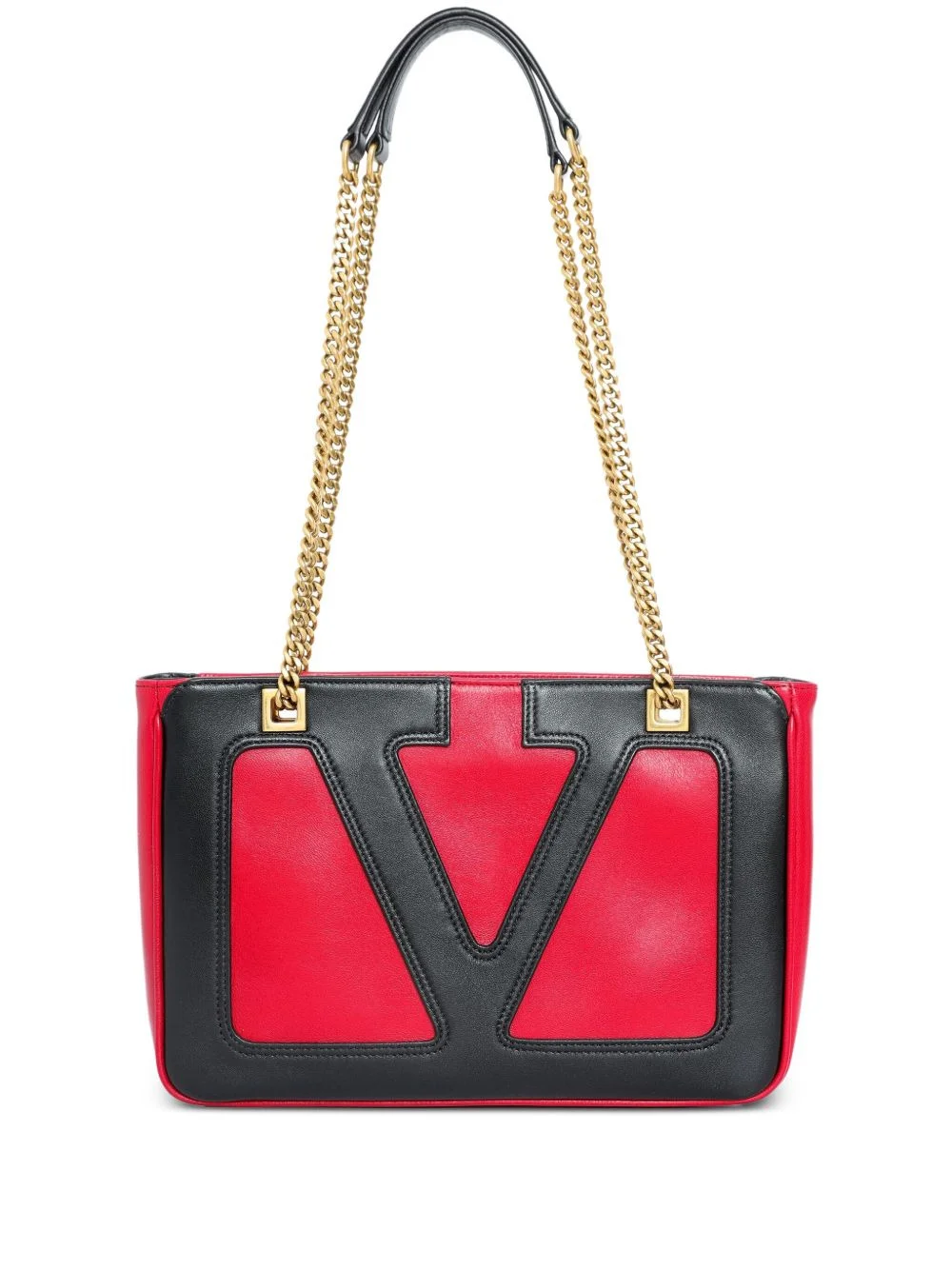 V-logo chain tote bag - 1