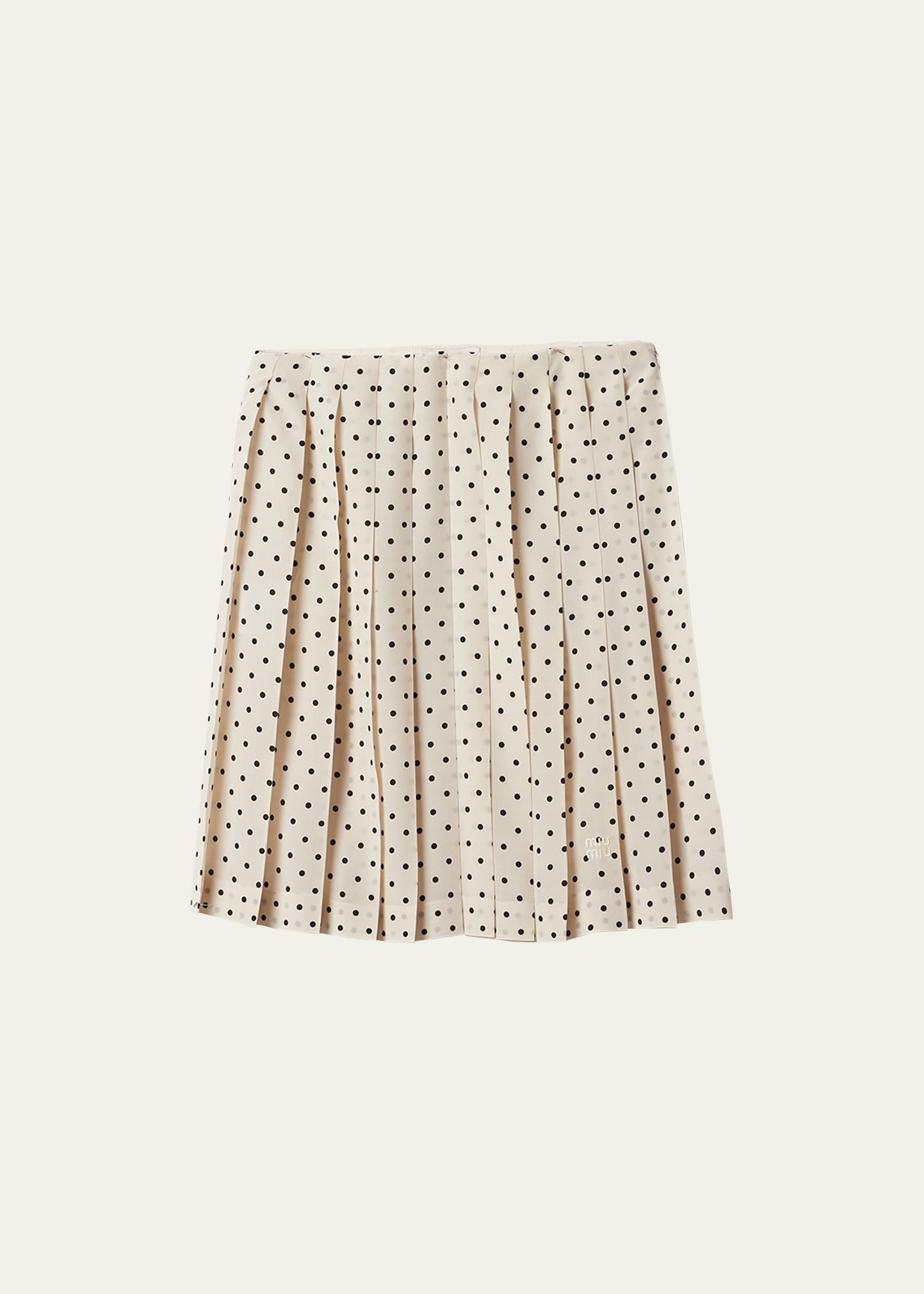 Polka-Dot Crepe de Chine Pleated Midi Skirt - 1