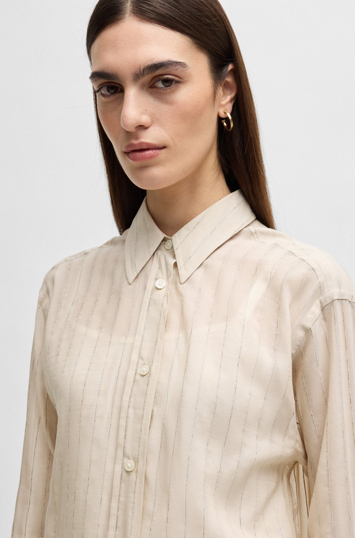 REGULAR-FIT BLOUSE IN STRIPED COTTON - 4