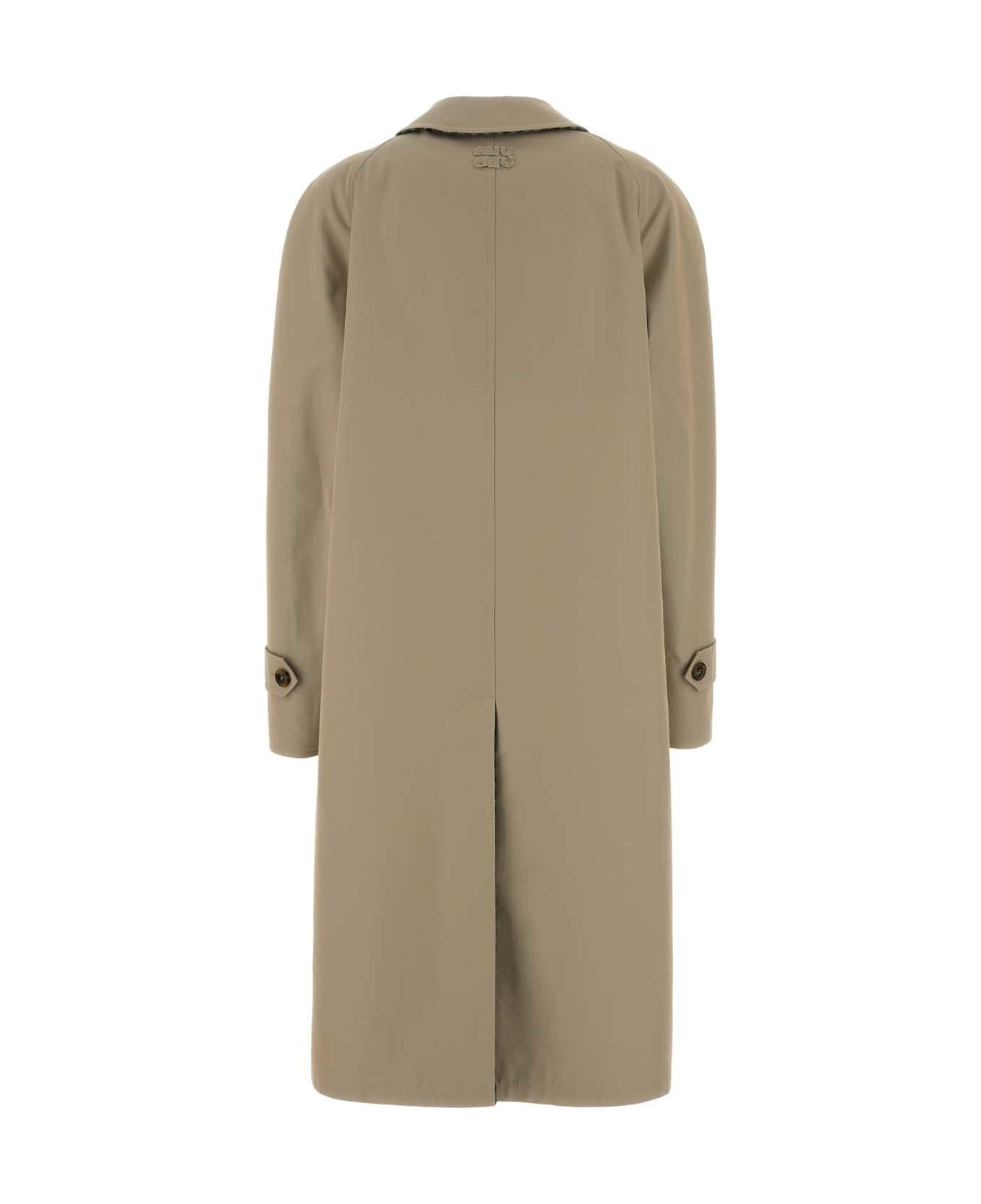 Beige Gabardine Reversible Trench Coat - 2