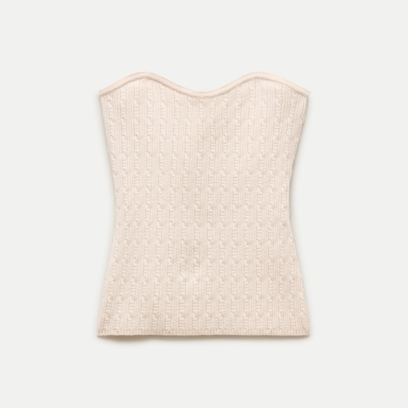 Cable-knit tube top in merino wool blend 1