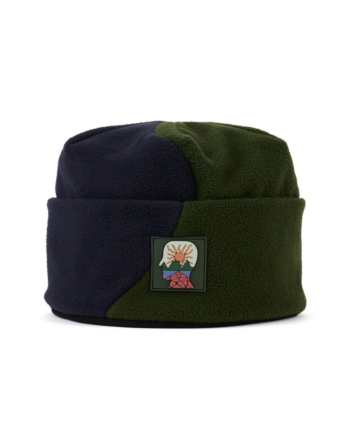 Organic Panel Polar Fleece Beanie - Navy/Olive - 1