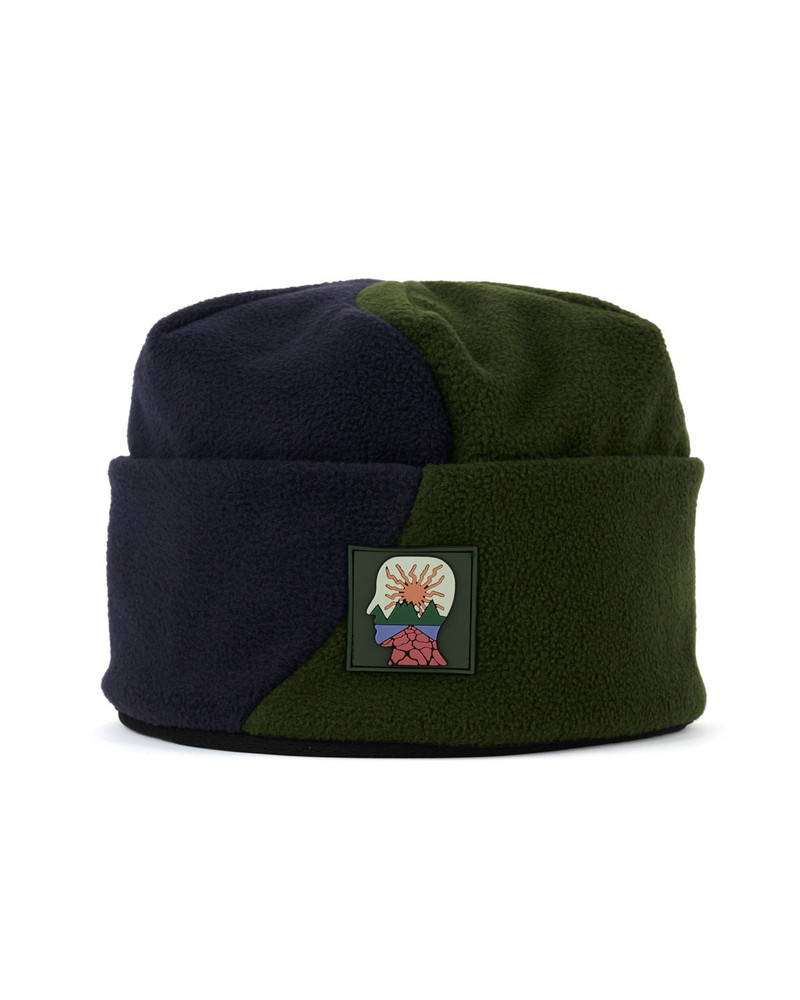 Organic Panel Polar Fleece Beanie - Navy/Olive 1