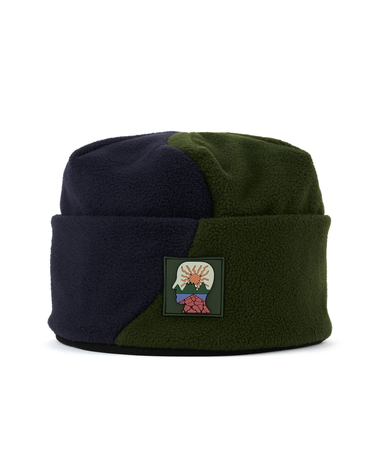 Organic Panel Polar Fleece Beanie - Navy/Olive - 1