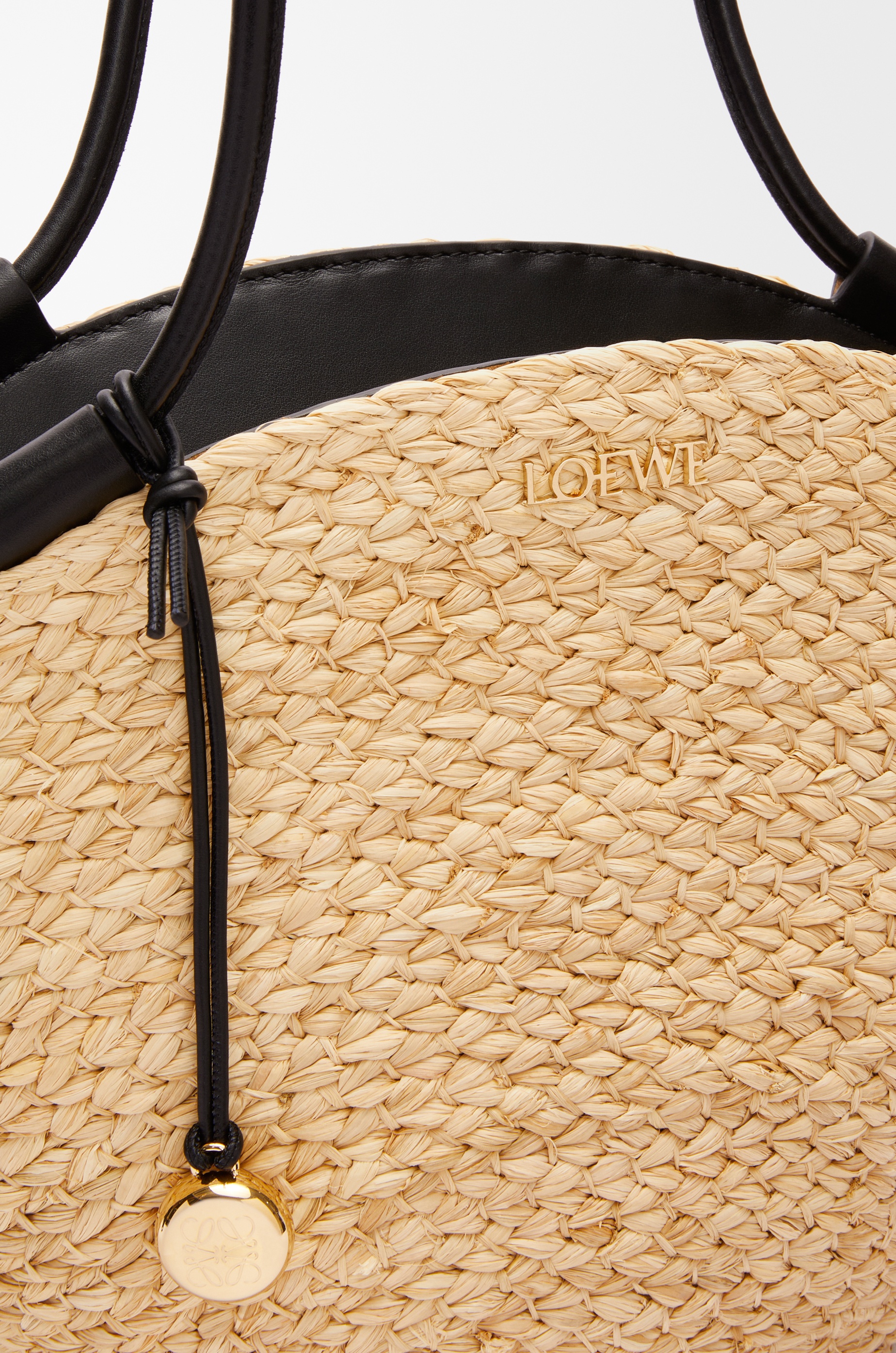 Small Paseo basket in raffia and nappa calfskin 8
