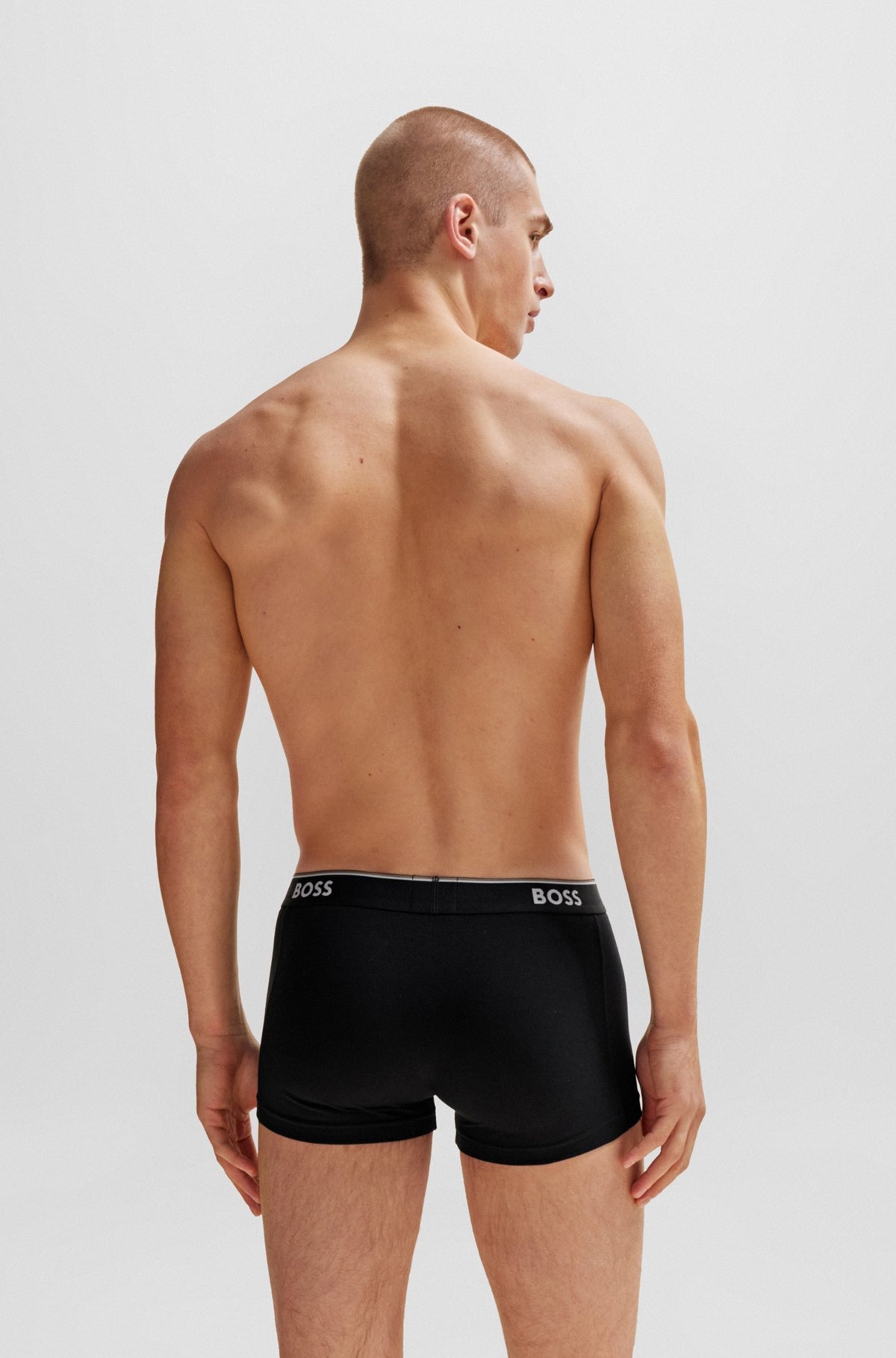 THREE-PACK OF STRETCH-COTTON TRUNKS WITH LOGO WAISTBANDS - 3