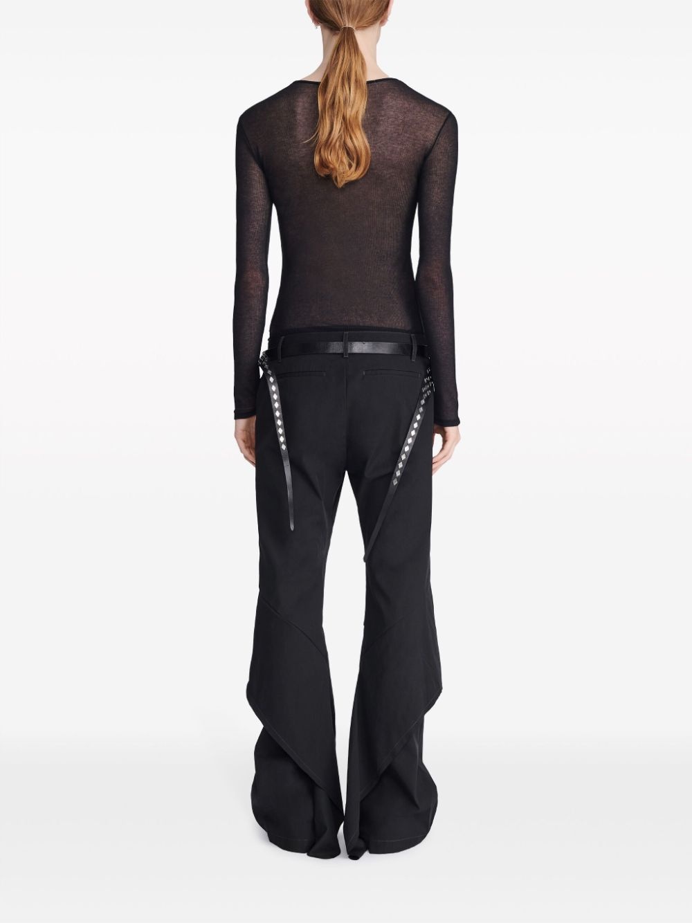 draped-panel flared trousers - 4