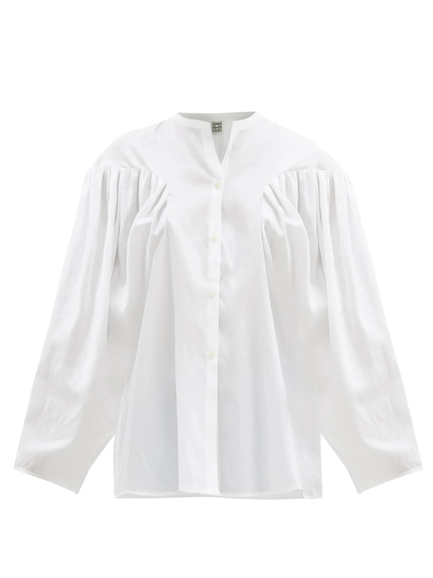 Moncton gathered balloon-sleeve blouse - 1