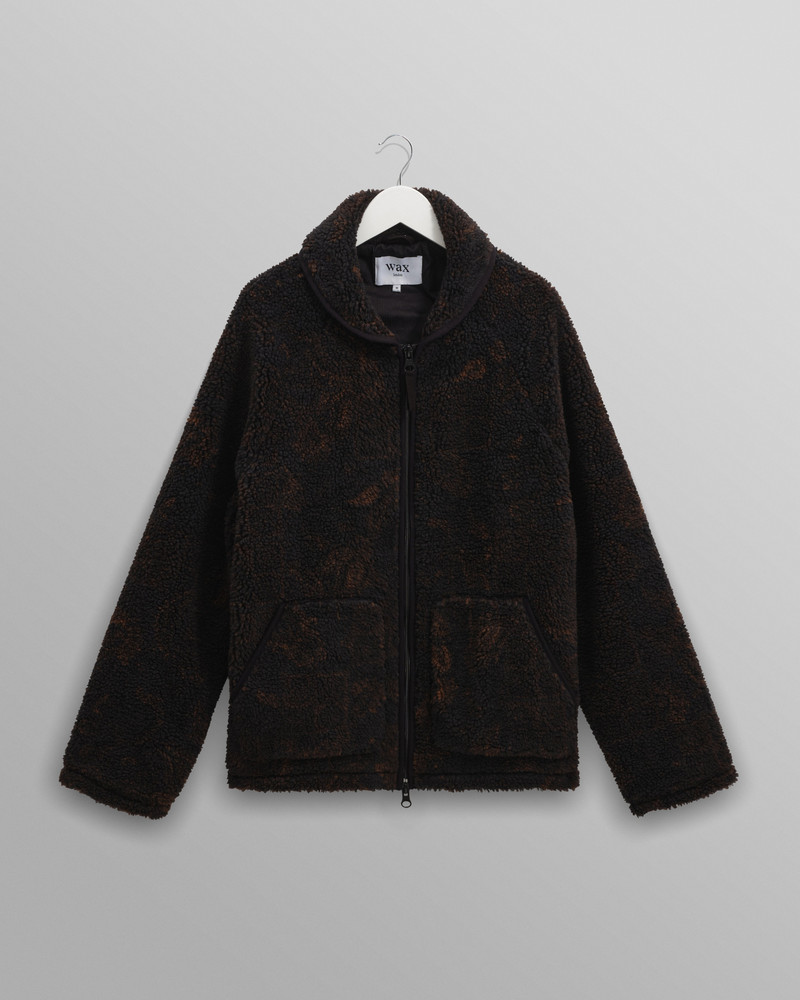 Tate - Black And Brown Paisley Jacquard Fleece Jacket 1
