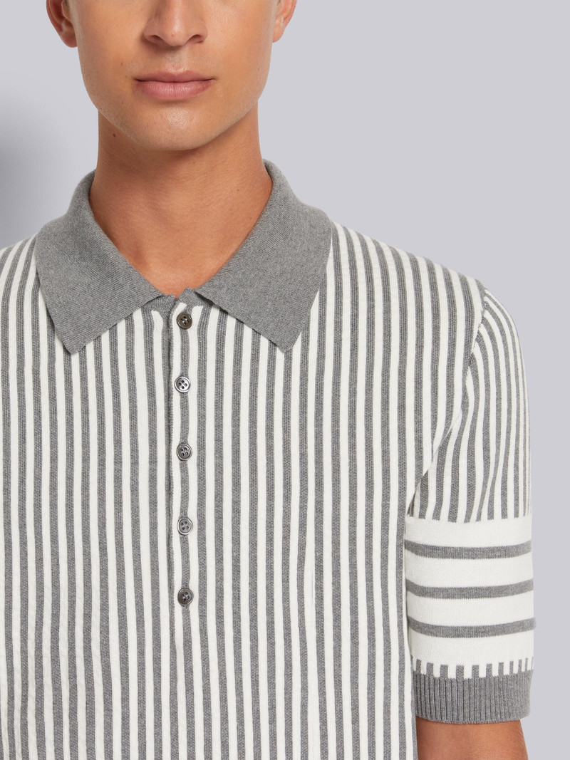 Light Grey Cotton Seersucker Jacquard 4-Bar Polo 5