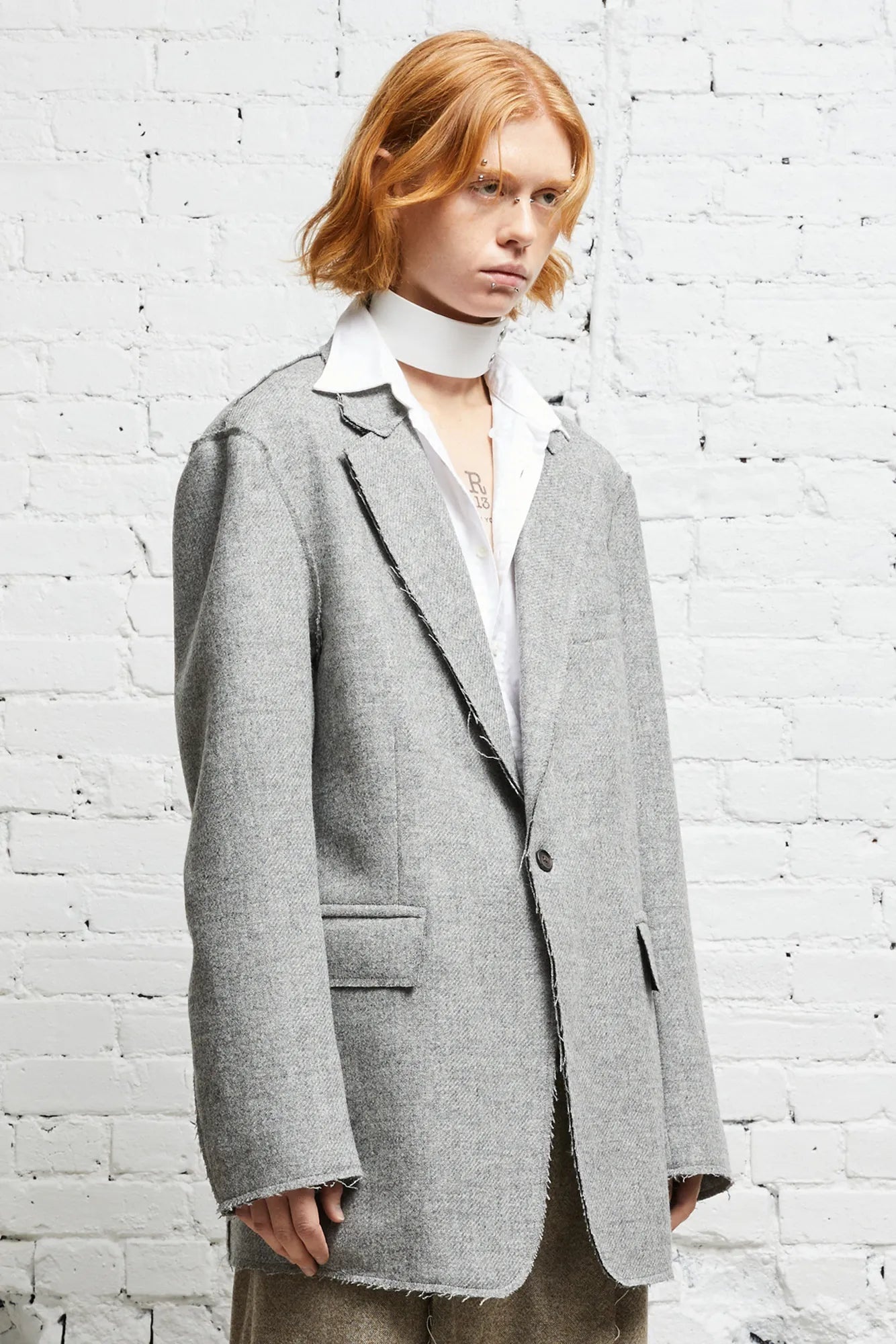 RAW CUT BLAZER - LIGHT HEATHER GREY - 3