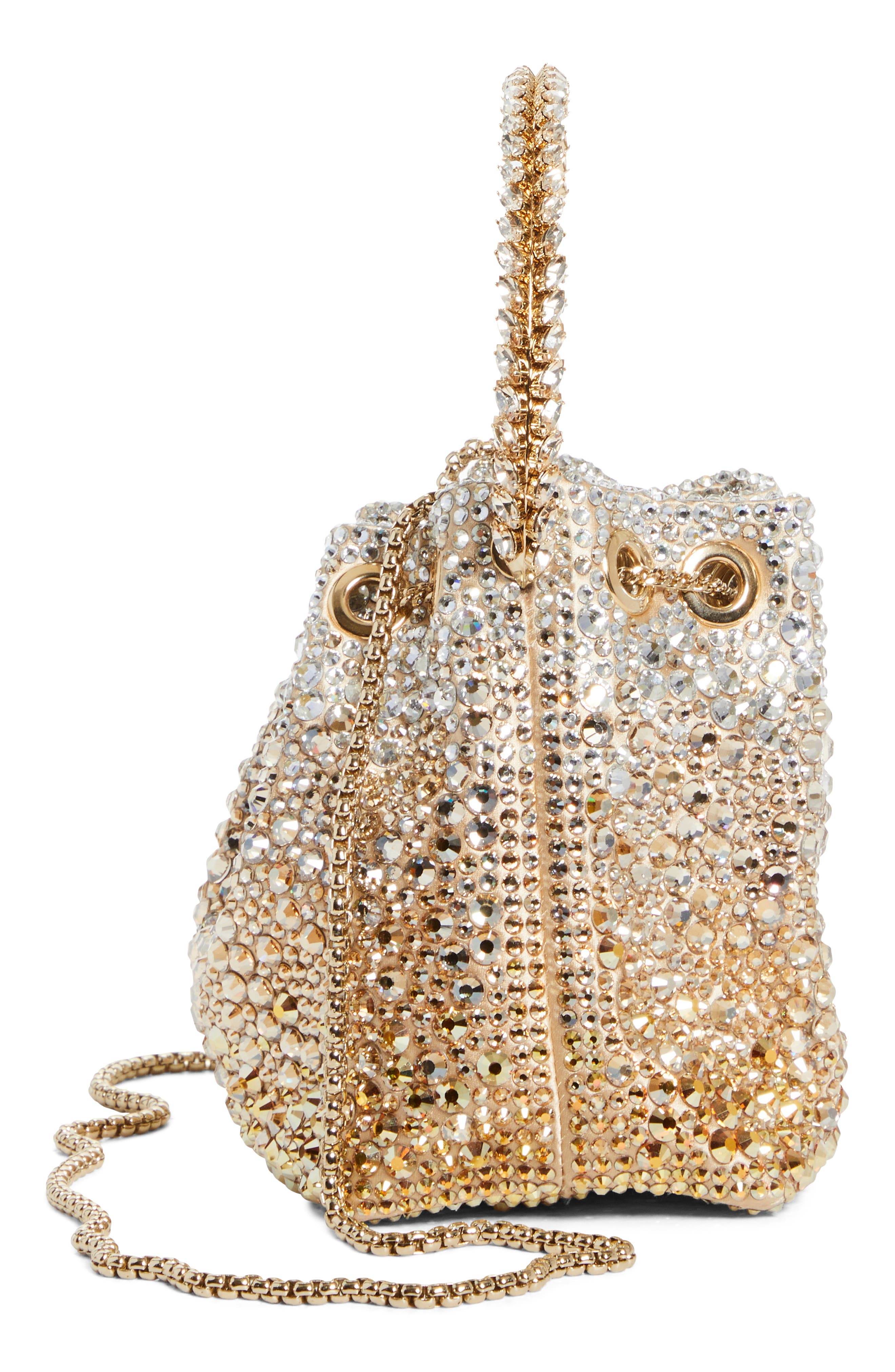 Jimmy Choo Bon Bon Crystal Drawstring Pouch in Gold/Silver at Nordstrom - 7