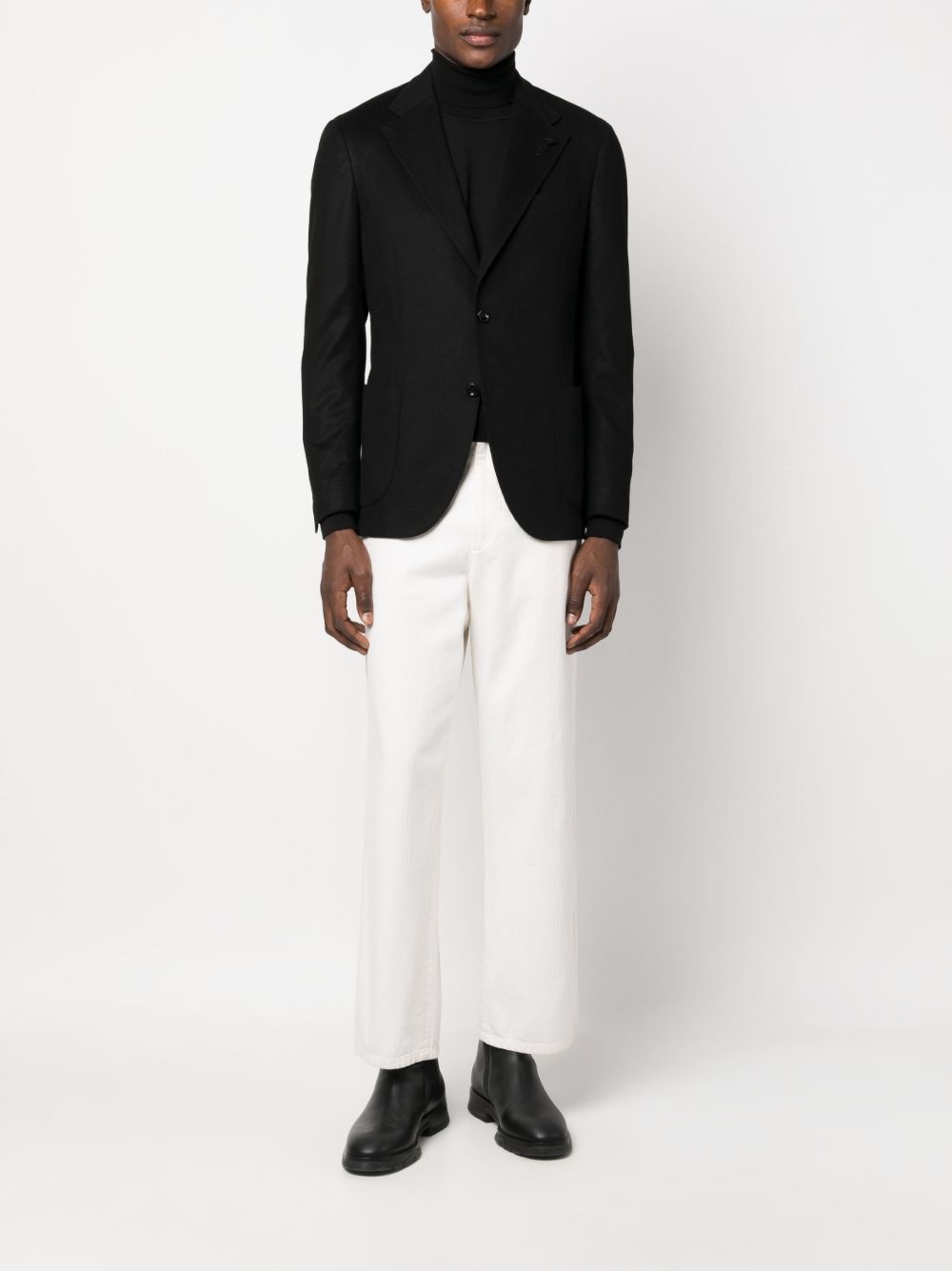 single-breasted wool-cashmere blazer - 2