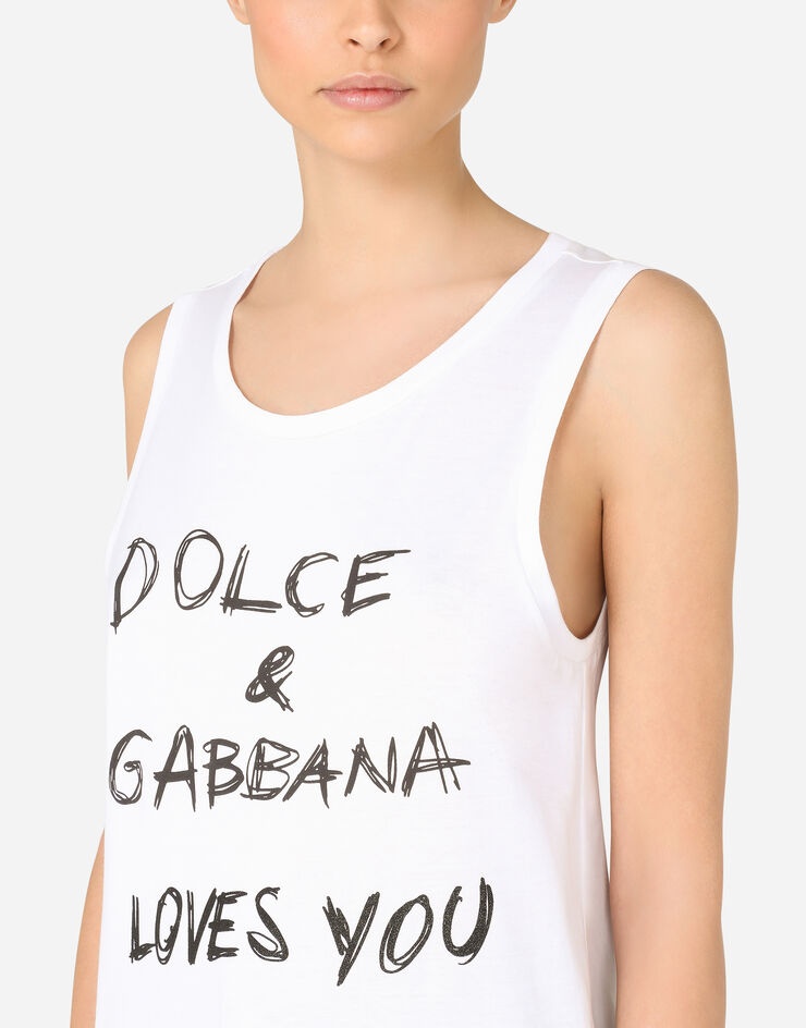 Jersey tank top with Dolce&Gabbana loves you lettering - 5