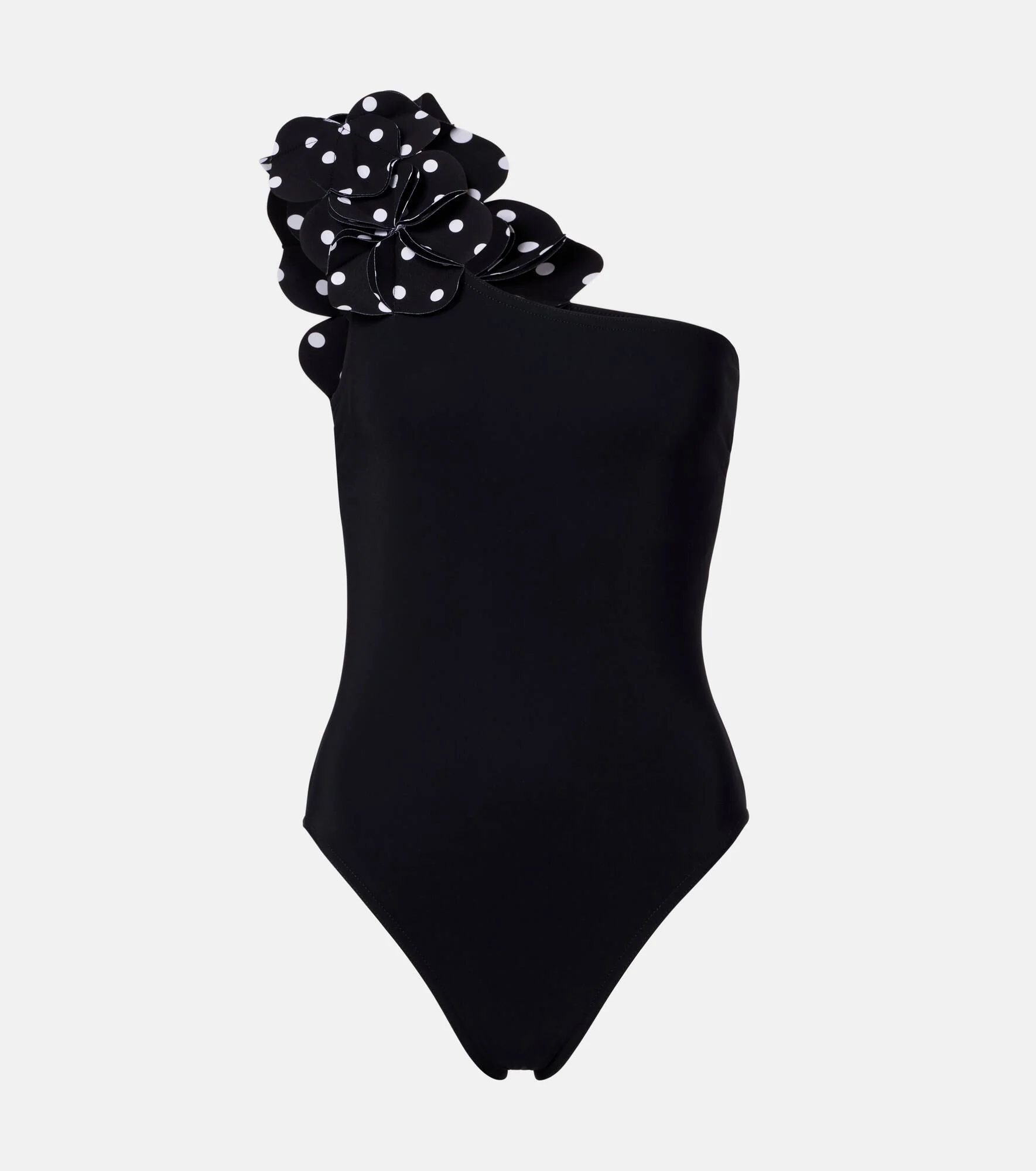 Aria floral-appliqués one-shoulder swimsuit - 1