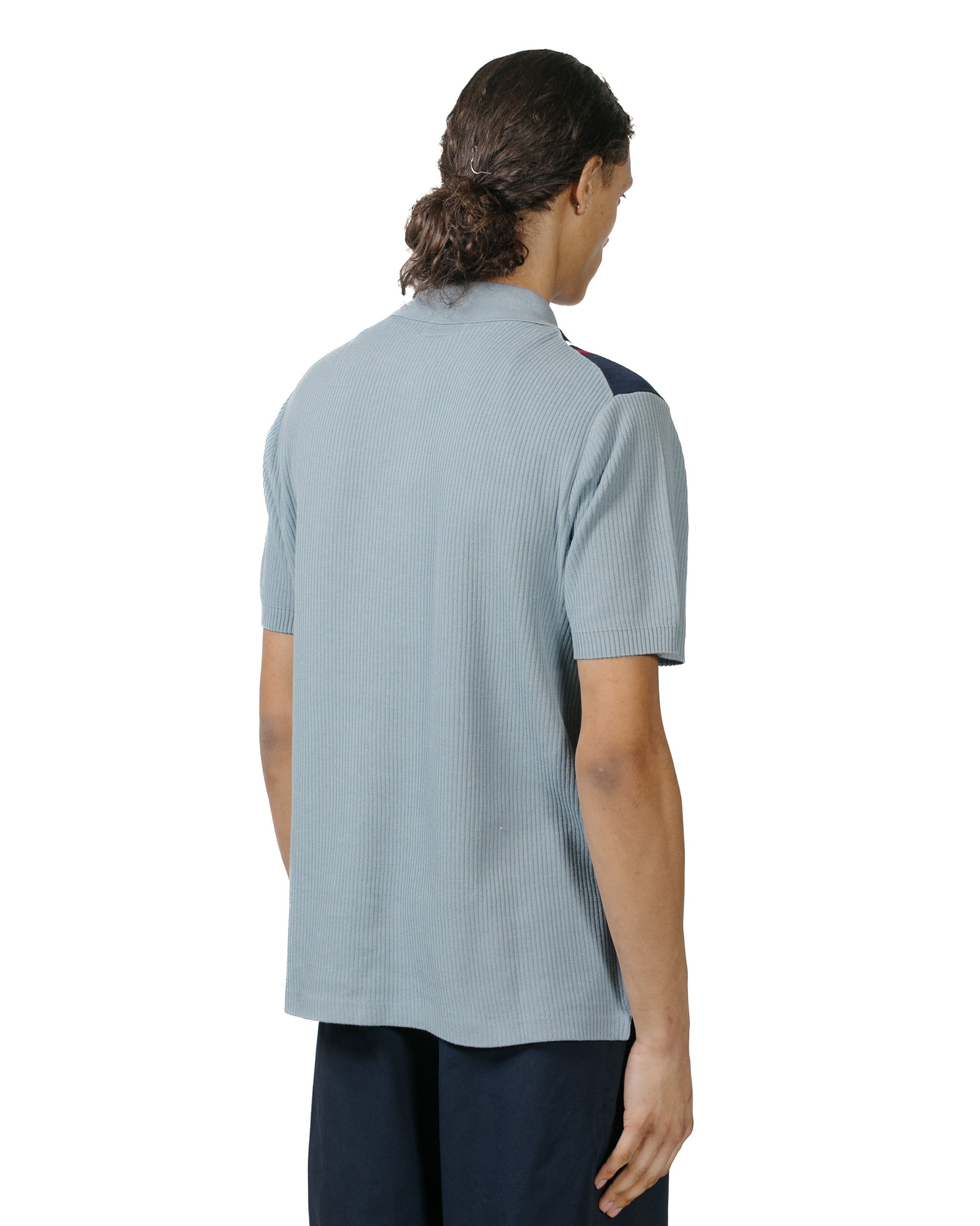 Knit Polo Stripe Sax - 3