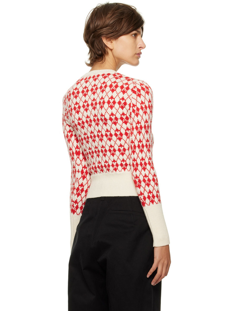 Red & Off-White Jacquard Sweater 3