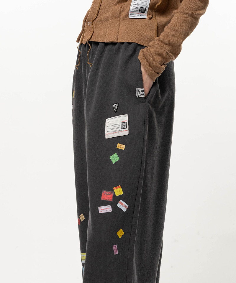 Price Tag Sticker Printed Wide Sweat Pants 7