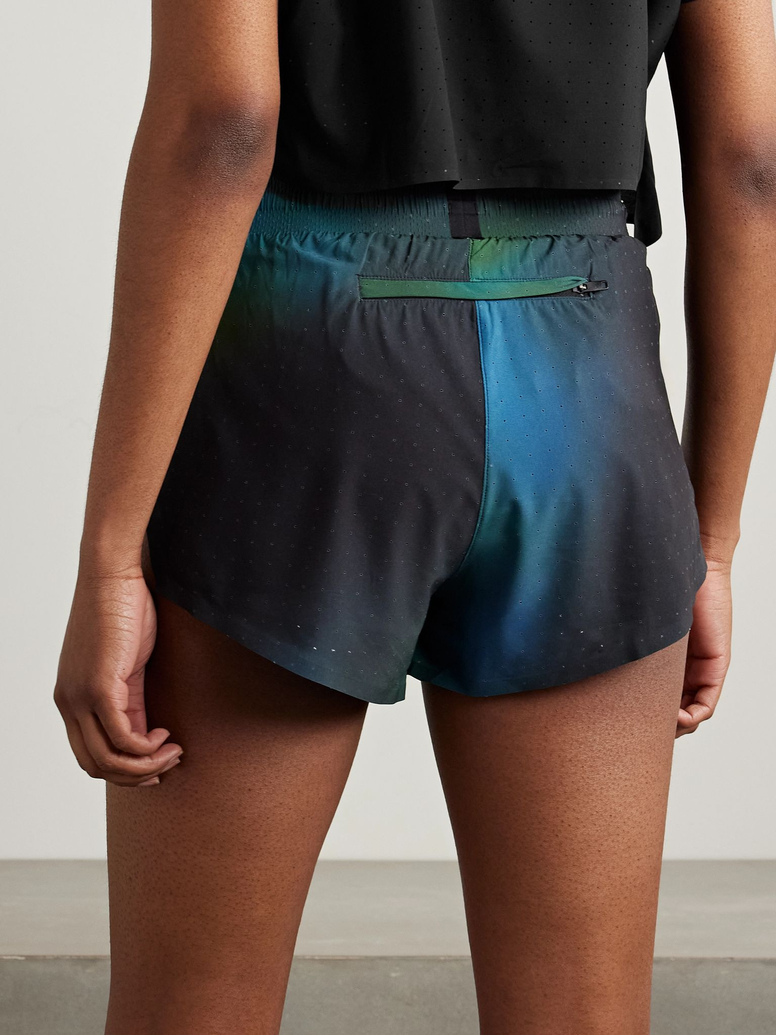 + Y-3 ombré recycled-mesh shorts Blue - 3