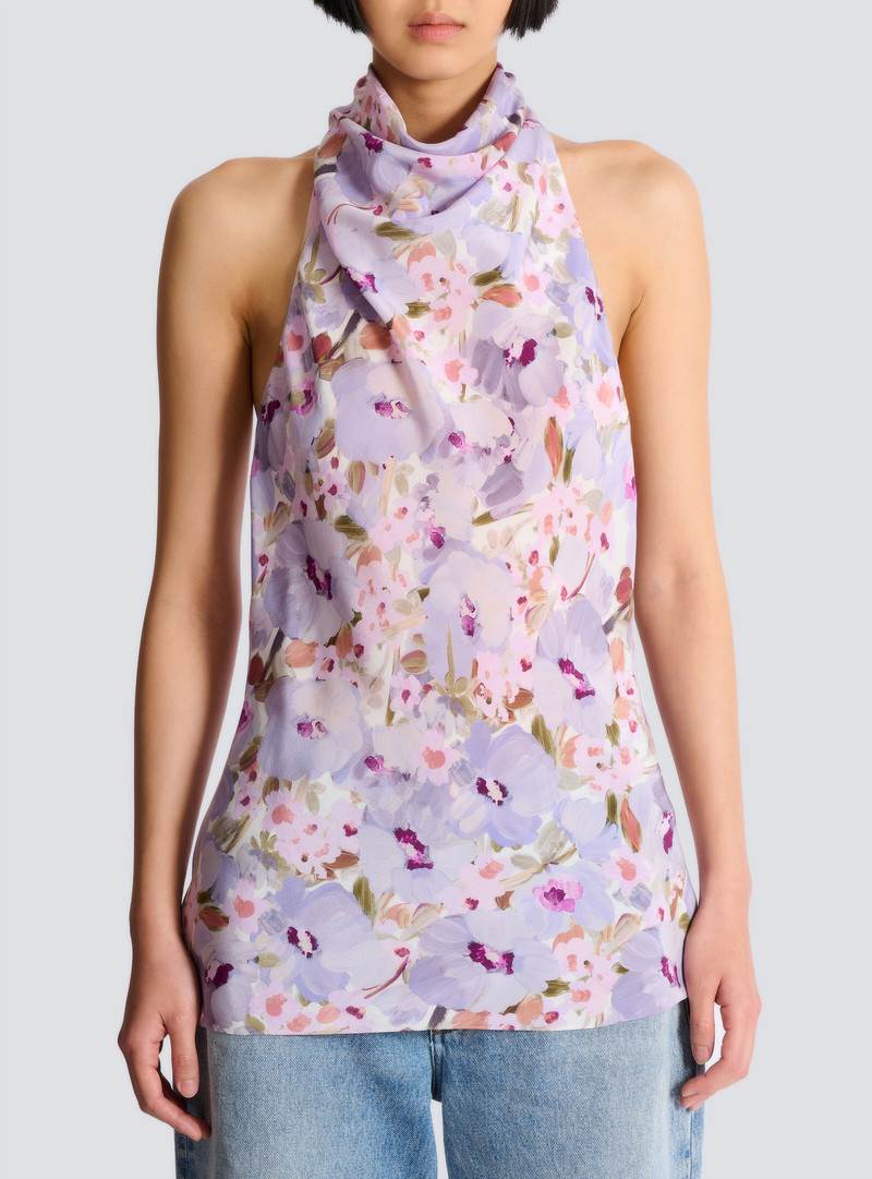 Sleeveless top with Poppy Flower print 5