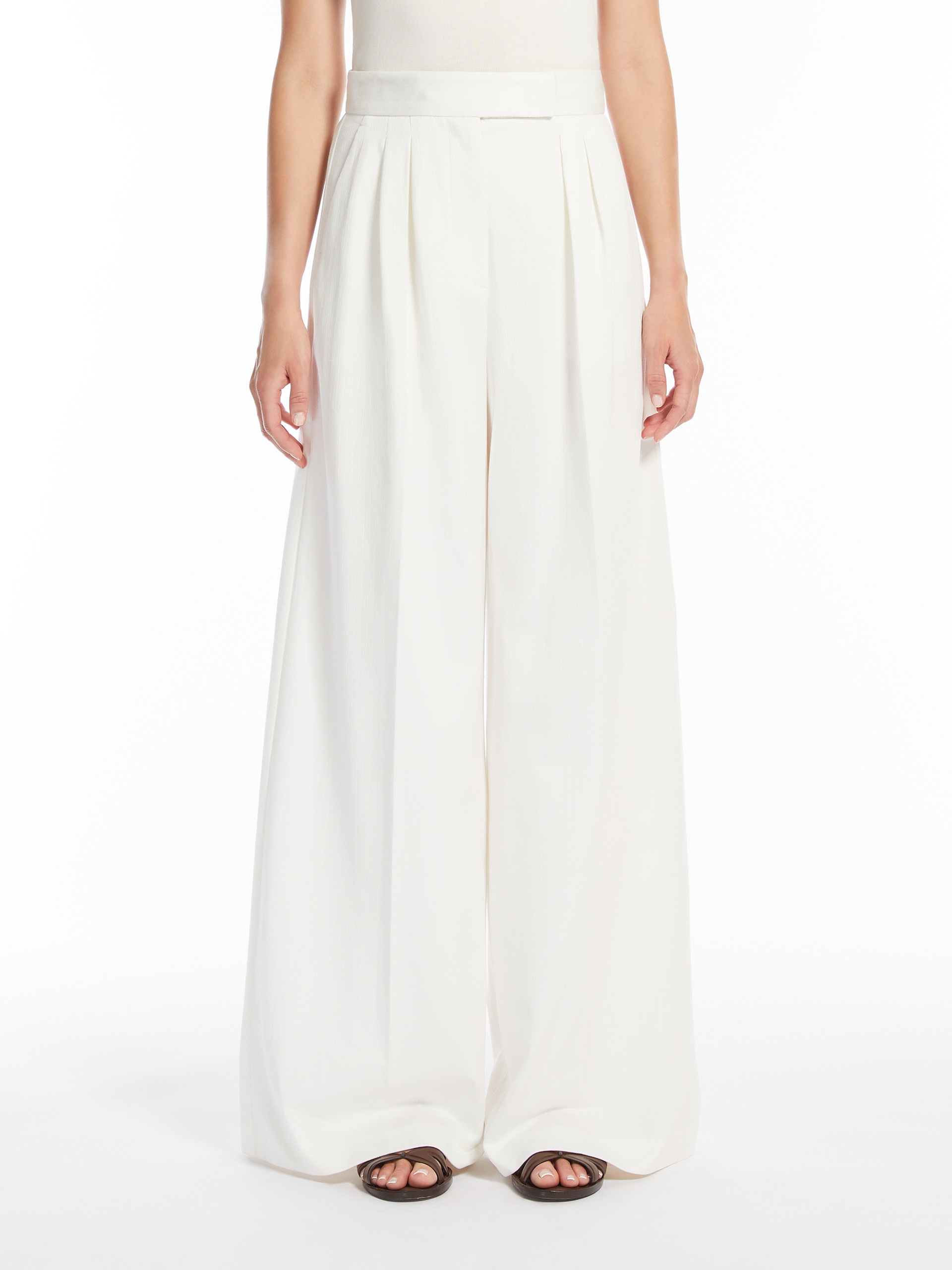 CHENZIA Wide trousers in pinstriped jacquard cotton - 3