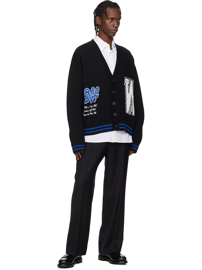 Off-White Black '00' Glide Diagonal Varsity Knit Cardigan outlook