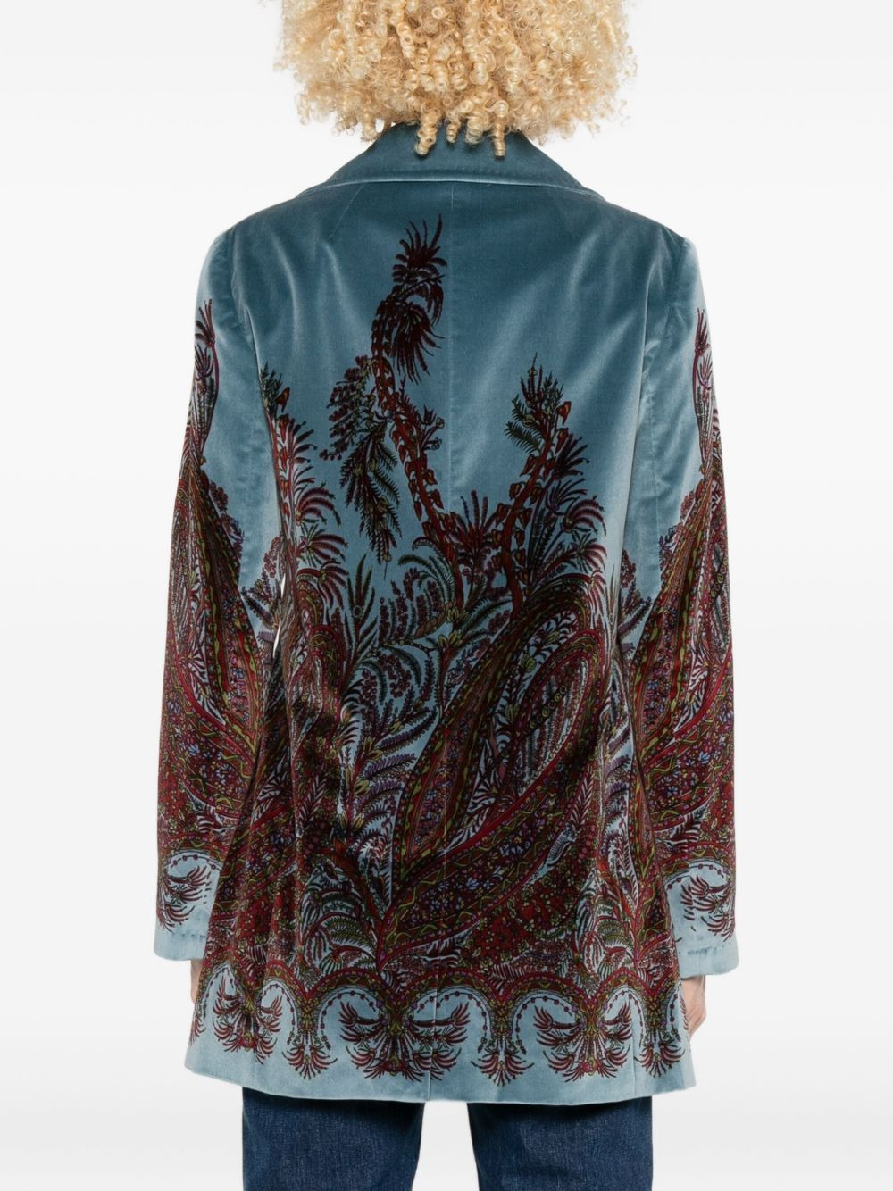 floral-print velvet jacket - 4
